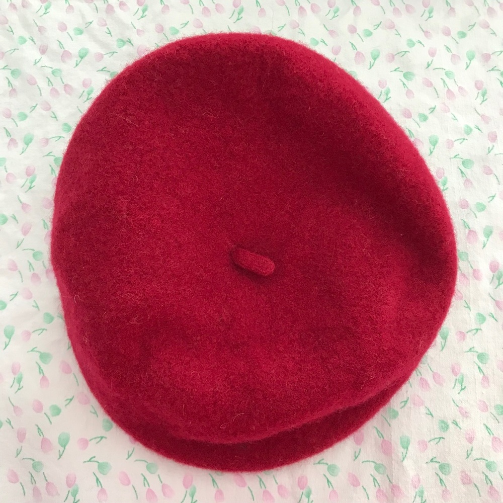 FRAAS Solid Red French Beret Hat Wool Blend